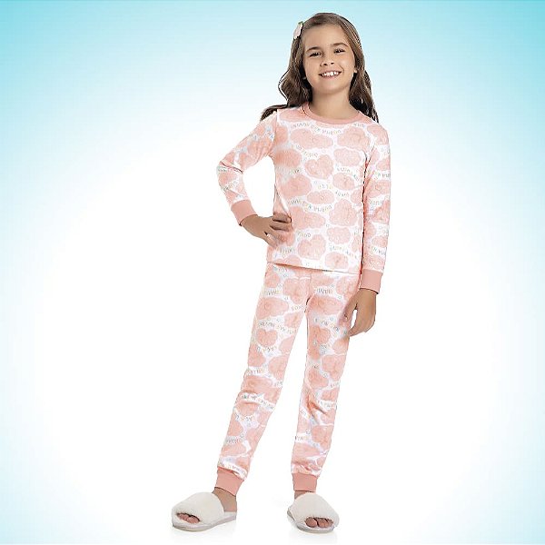 PIJAMA INFANTIL FEMININO BLUSA E CALÇA NUVENS - FAKINI