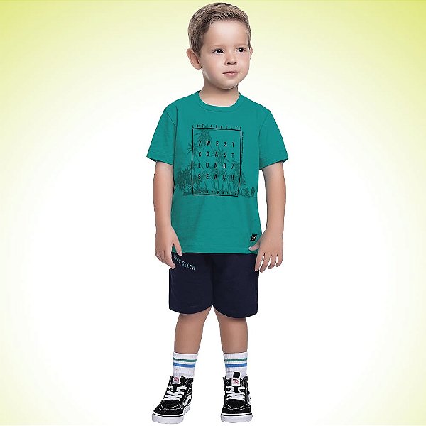 CONJUNTO INFANTIL MASCULINO CAMISETA E BERMUDA - FAKINI