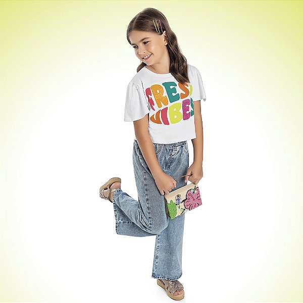 BLUSA INFANTIL FEMININA EM MEIA MALHA - FAKINI