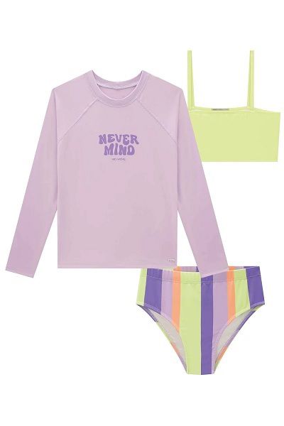 TRIO DE BLUSA ML E BIQUINI EM MALHA UV +50 - VIC & VICKY
