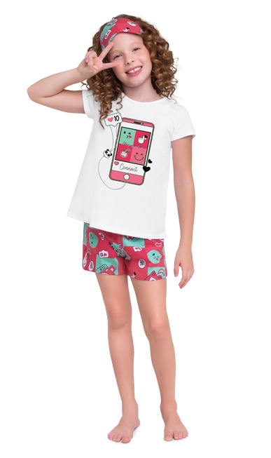 PIJAMA INFANTIL FEMININO COM MÁSCARA - KYLY