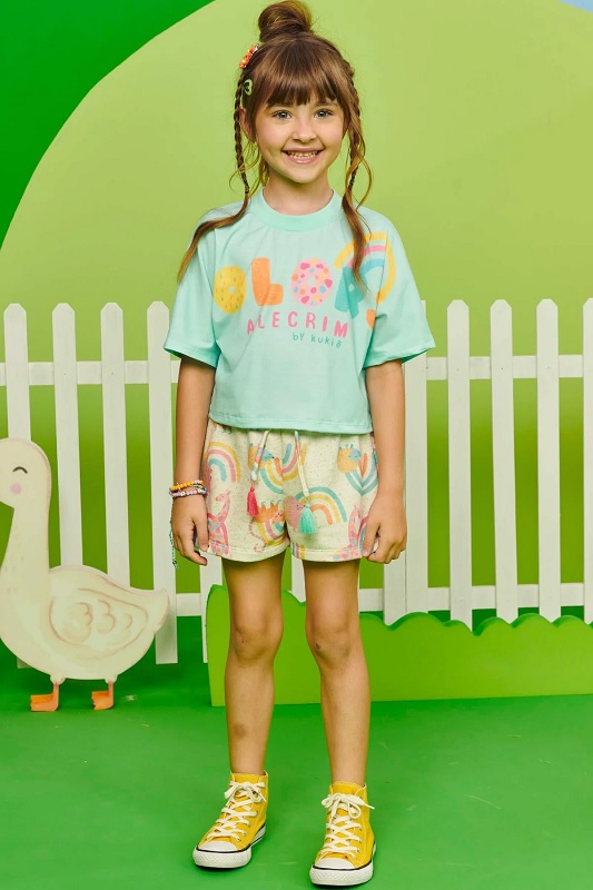 CONJUNTO BLUSA BOXY OVER E SHORT EM MOLETOM LINHO - KUKIÊ