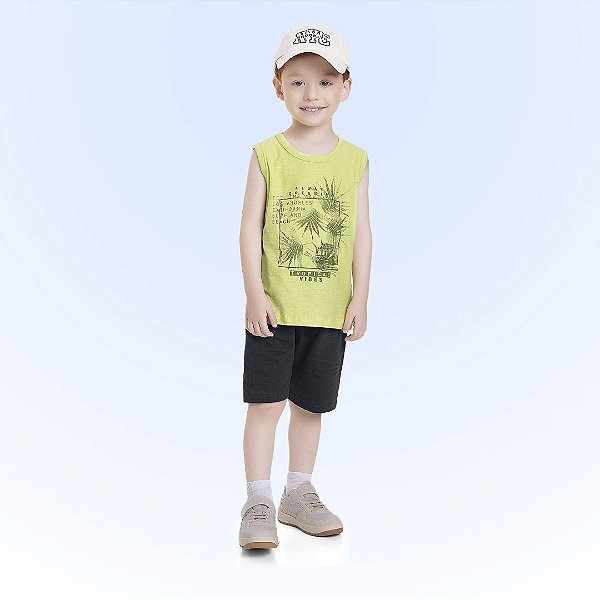 CONJUNTO INFANTIL MASCULINO REGATA E BERMUDA - FAKINI