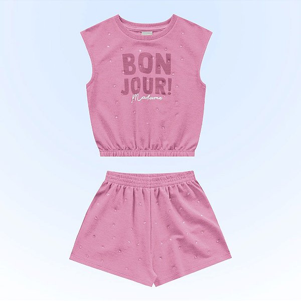 CONJUNTO INFANTIL FEMININO BLUSA E SHORT - FAKINI