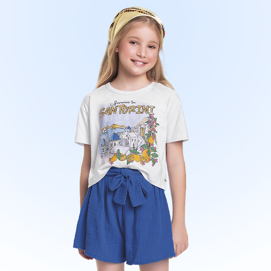 CONJUNTO INFANTIL FEMININO BLUSA E SHORT - FAKINI