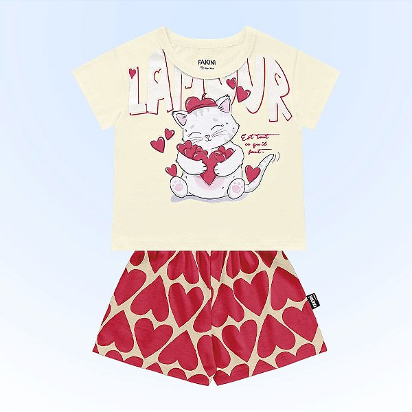 CONJUNTO INFANTIL FEMININO BLUSA E SHORT - FAKINI