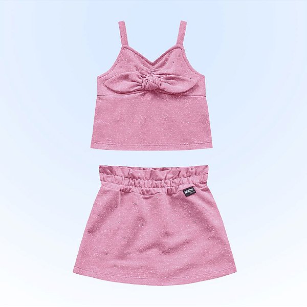 CONJUNTO INFANTIL FEMININO REGATA E SHORT SAIA - FAKINI