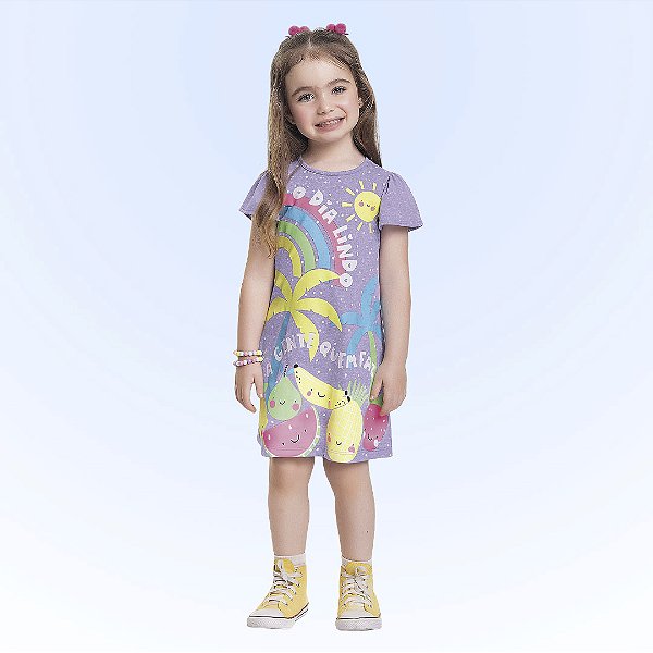 VESTIDO INFANTIL FEMININO EM MEIA MALHA MOLINE - FAKINI