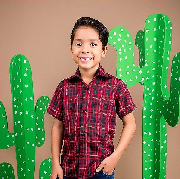 CAMISA XADREZ INFANTIL MASCULINA MANGA CURTA