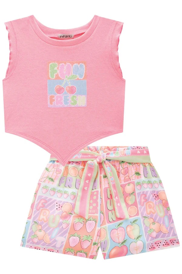 CONJUNTO INFANTIL BLUSA BOXY REGATA E SHORT - INFANTI
