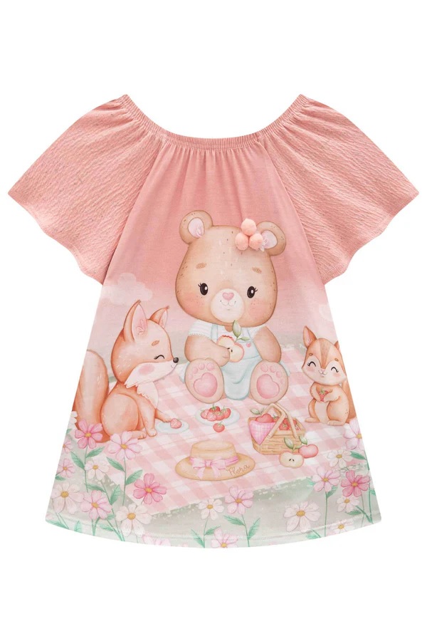 VESTIDO INFANTIL EM MALHA WAVE LINHO - INFANTI