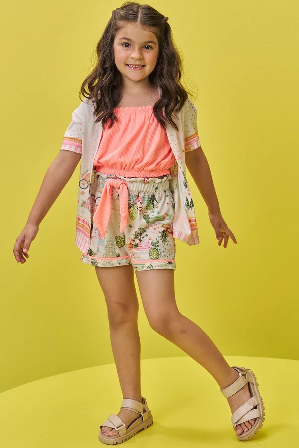 CONJUNTO INFANTIL TOP, SHORT E CAMISA - INFANTI