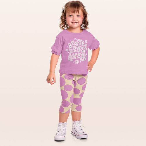 CONJUNTO INFANTIL BLUSA E CALÇA CAPRI FEMININO - FAKINI