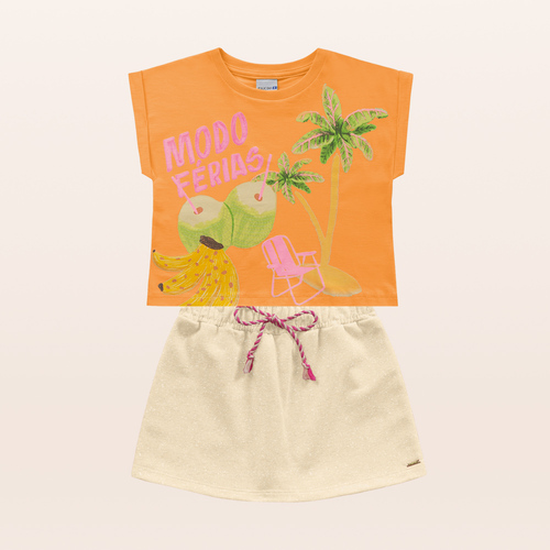 CONJUNTO INFANTIL FEMININO BLUSA E SHORT SAIA - FAKINI