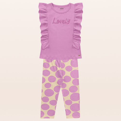 CONJUNTO INFANTIL FEMININO BLUSA E CALÇA CAPRI - FAKINI