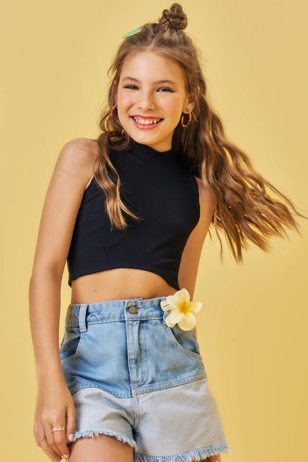 BLUSA TOP CROPPED EM CANELADO MAUI - VIC & VICKY