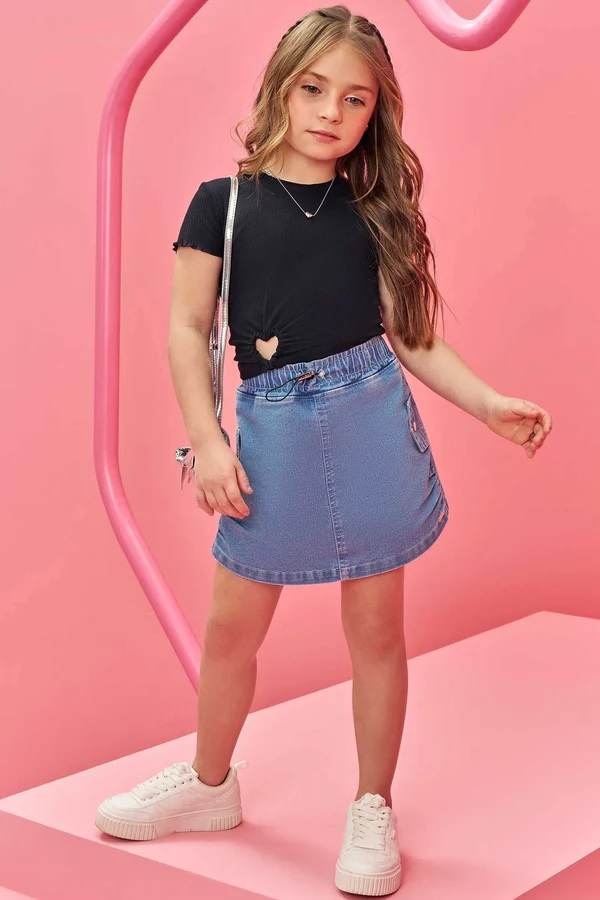 SHORT SAIA INFANTIL EM JEANS BELLINI - INFANTI