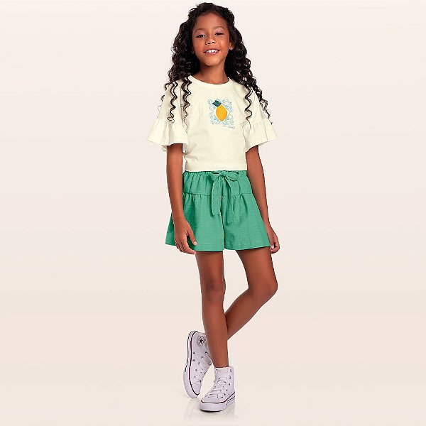 CONJUNTO INFANTIL BLUSA E SHORT EM MALHA - FAKINI