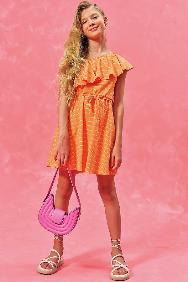 VESTIDO TEEN EM COTTON LISTRADO - LILIMOON