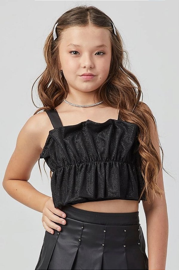 CROPPED TEEN COM BABADO FRONTAL - PINK X