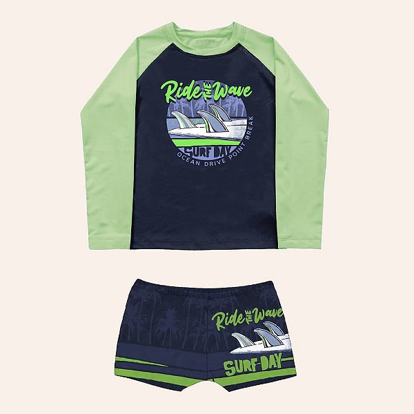 CONJUNTO INFANTIL CAMISETA E SUNGA BOXER - FAKINI
