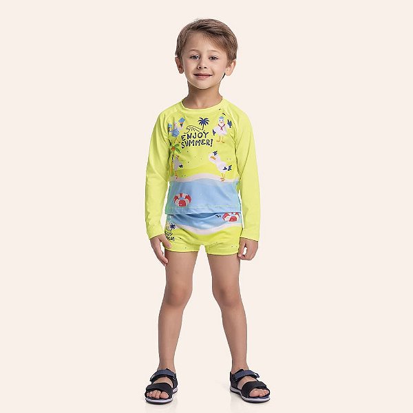 CONJUNTO INFANTIL CAMISETA E SUNGA BOXER - FAKINI
