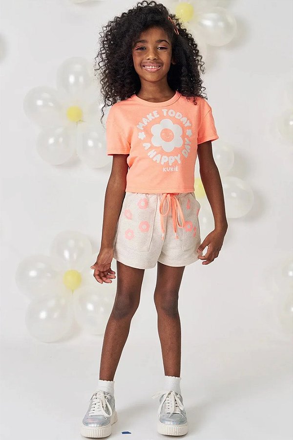 CONJUNTO INFANTOJUVENIL BLUSA BOXY E SHORT - KUKIÊ