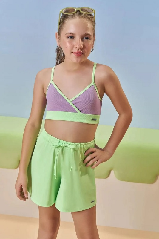 SHORT TEEN EM MALHA UV 50+ - VIC & VICKY