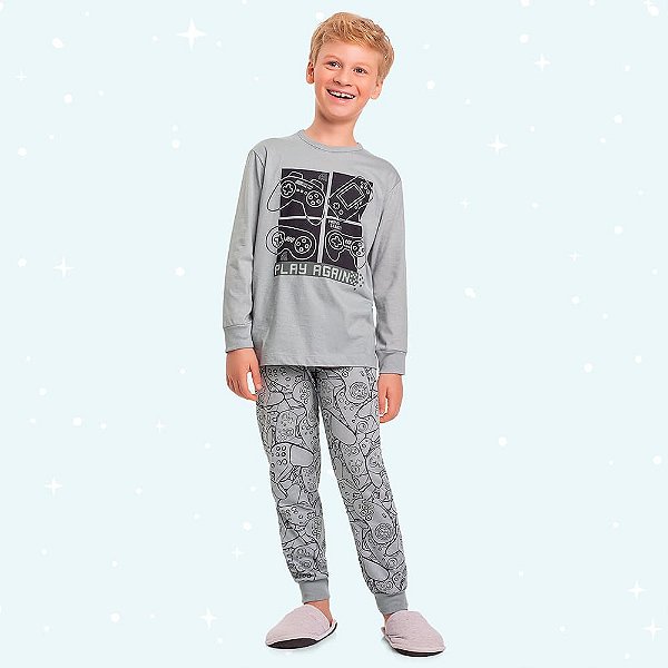 PIJAMA INFANTIL MASCULINO CAMISETA E CALÇA - FAKINI