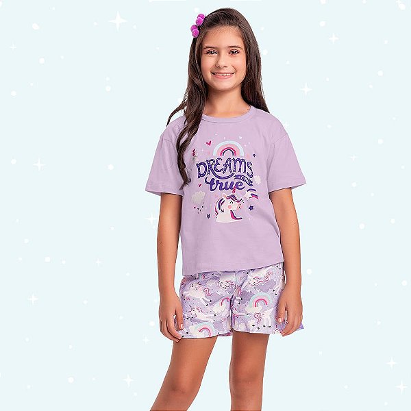 PIJAMA INFANTIL FEMININO BLUSA E SHORT - FAKINI