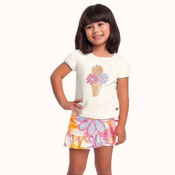CONJUNTO INFANTIL BLUSA E SHORT SAIA - FAKINI
