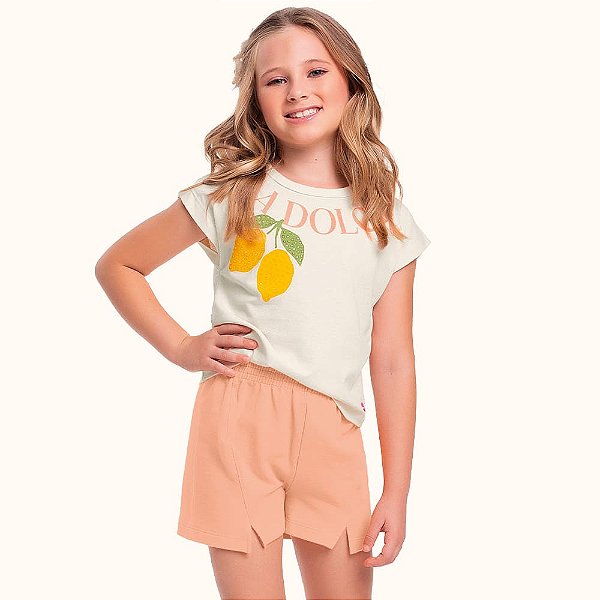 CONJUNTO INFANTIL BLUSA E SHORT EM MALHA - FAKINI