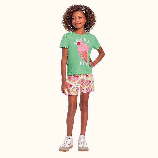 CONJUNTO INFANTIL BLUSA E SHORT EM MALHA - FAKINI