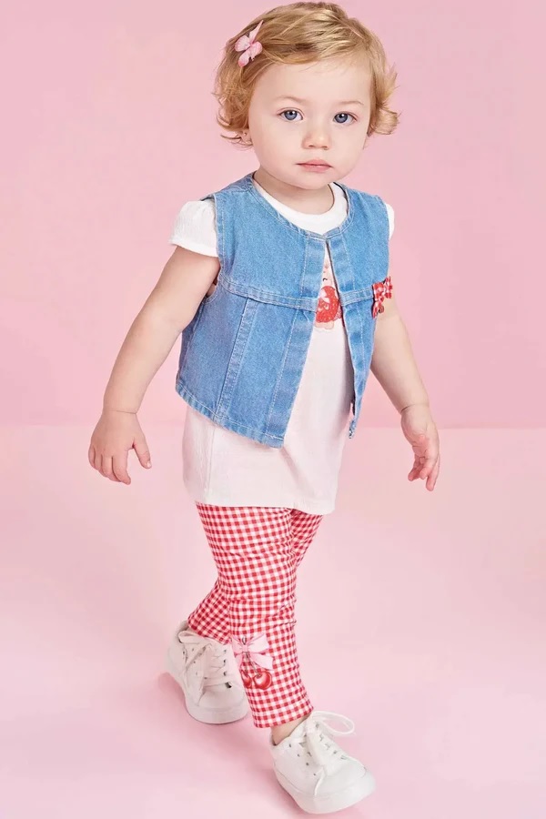 CONJUNTO INFANTIL BATA, LEGGING E COLETE - INFANTI