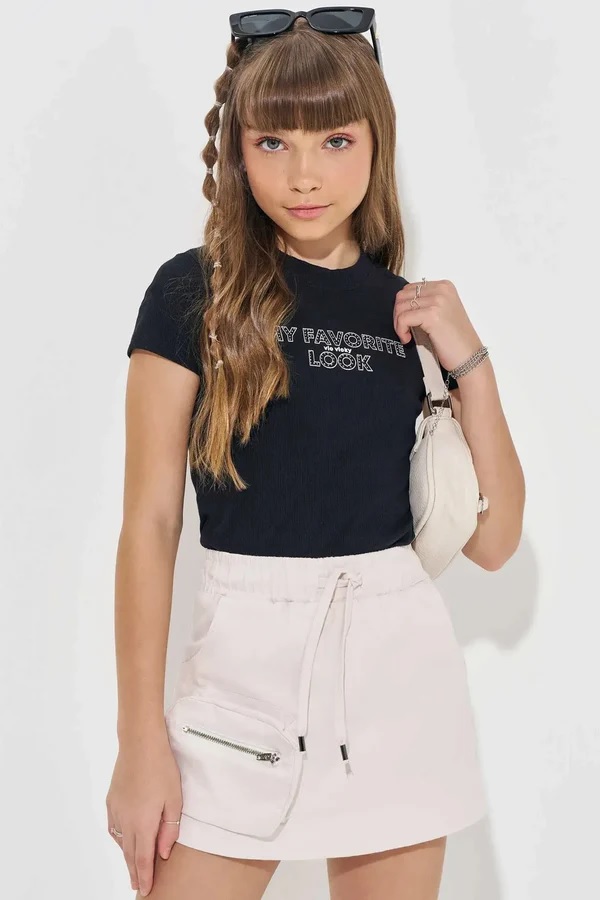 CONJUNTO TEEN BLUSA E SHORT SAIA - VIC & VICKY