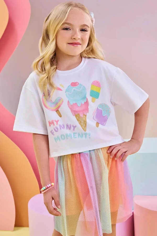 CONJUNTO INFANTOJUVENIL BLUSA BOXY E SAIA - INFANTI