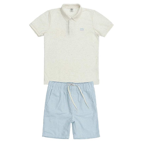 CONJUNTO TEEN BERMUDA SARJA E PÓLO - KING & JOE