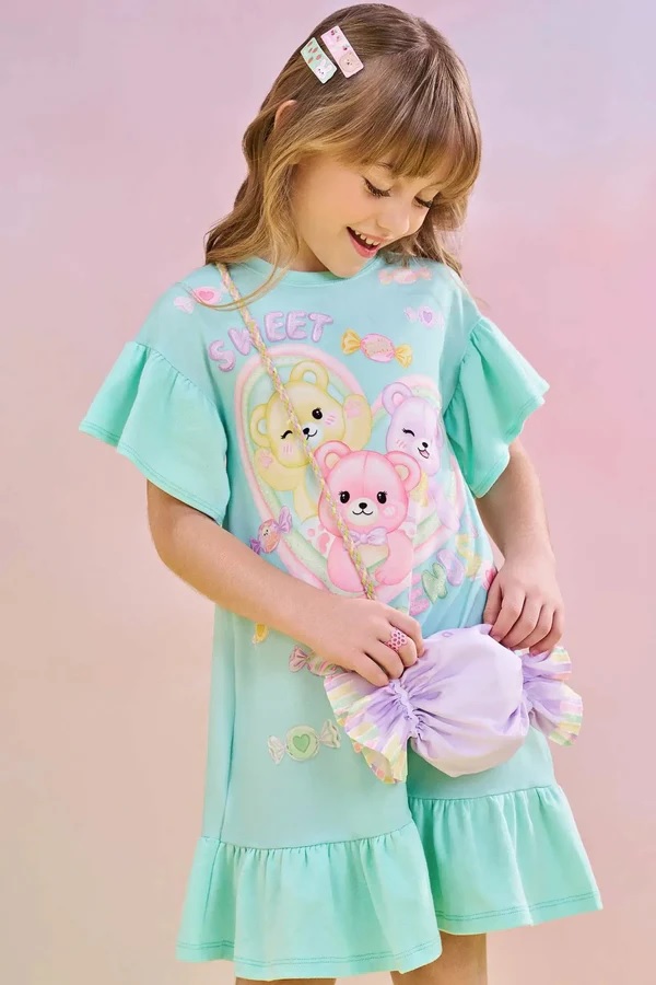VESTIDO INFANTIL EM MEIA MALHA - INFANTI