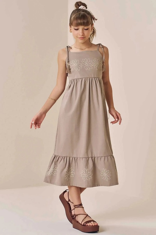 VESTIDO TEEN NEW MIDI EM LINHO SANTORINE - VIC & VICKY