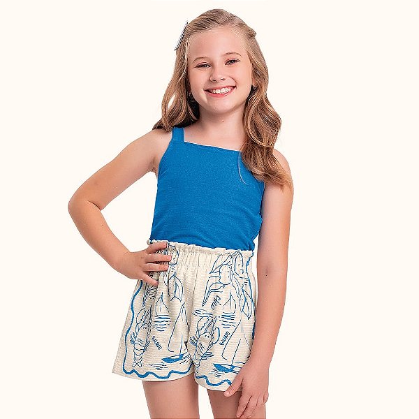 CONJUNTO INFANTIL FEMININO REGATA E SHORT - FAKINI