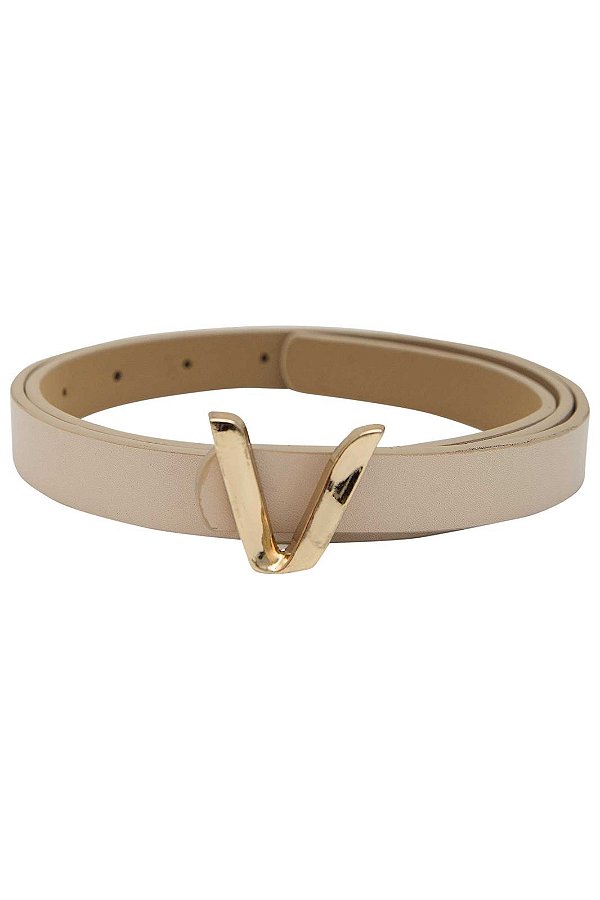 CINTO EM PU NUDE COM FIVELA DOURADA - VIC & VICKY