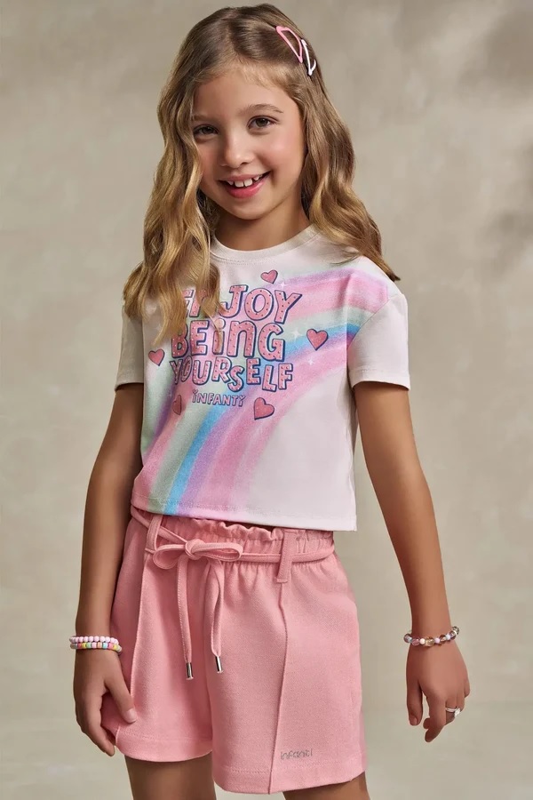 CONJUNTO INFANTIL BLUSA BOXY E SHORT - INFANTI