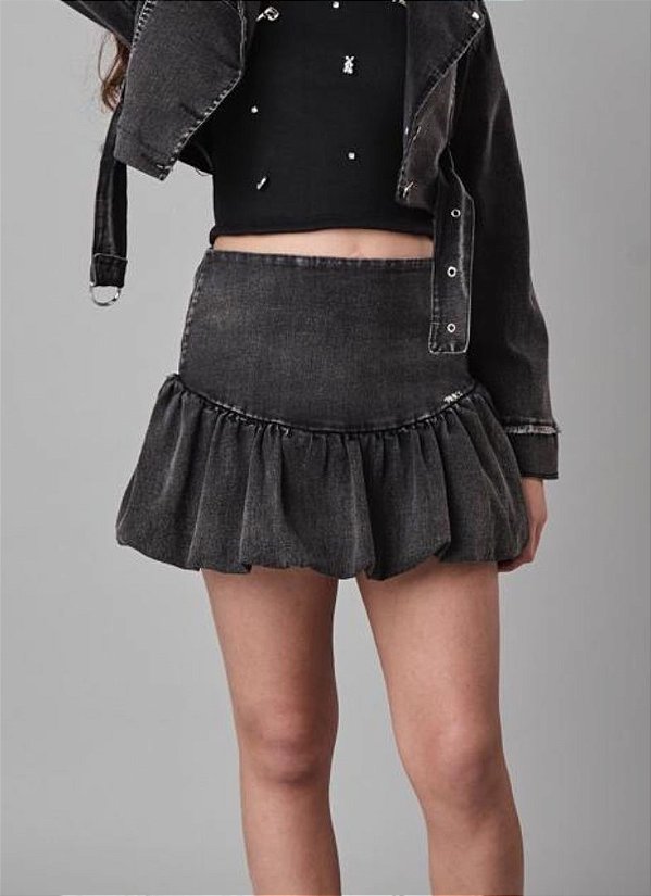 SAIA TEEN BUBBLE EM JEANS BLACK - PINK X