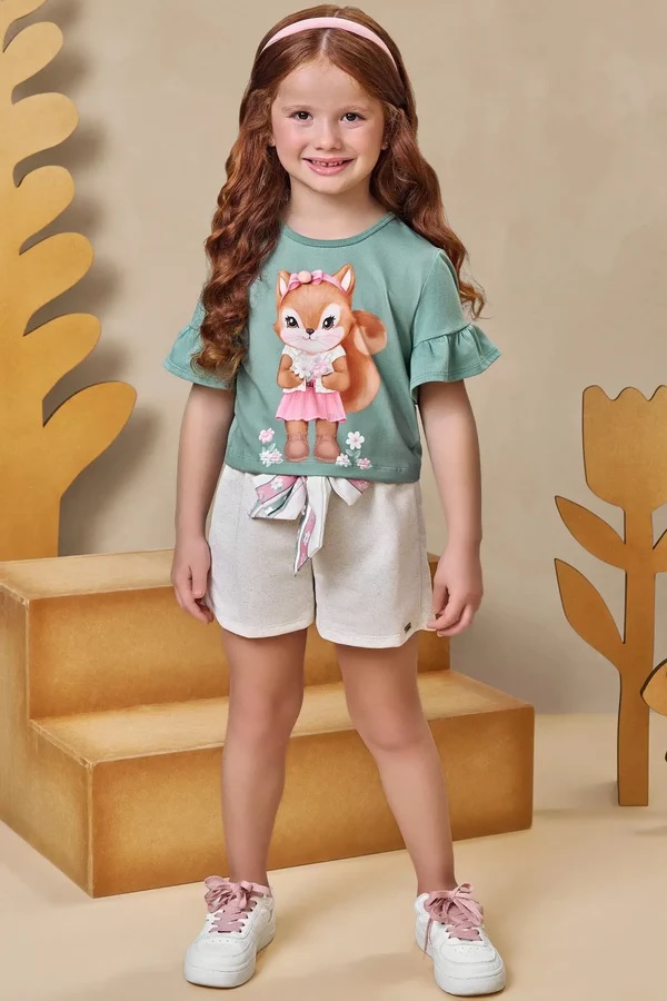 CONJUNTO INFANTIL BLUSA BOXY E SHORT - INFANTI