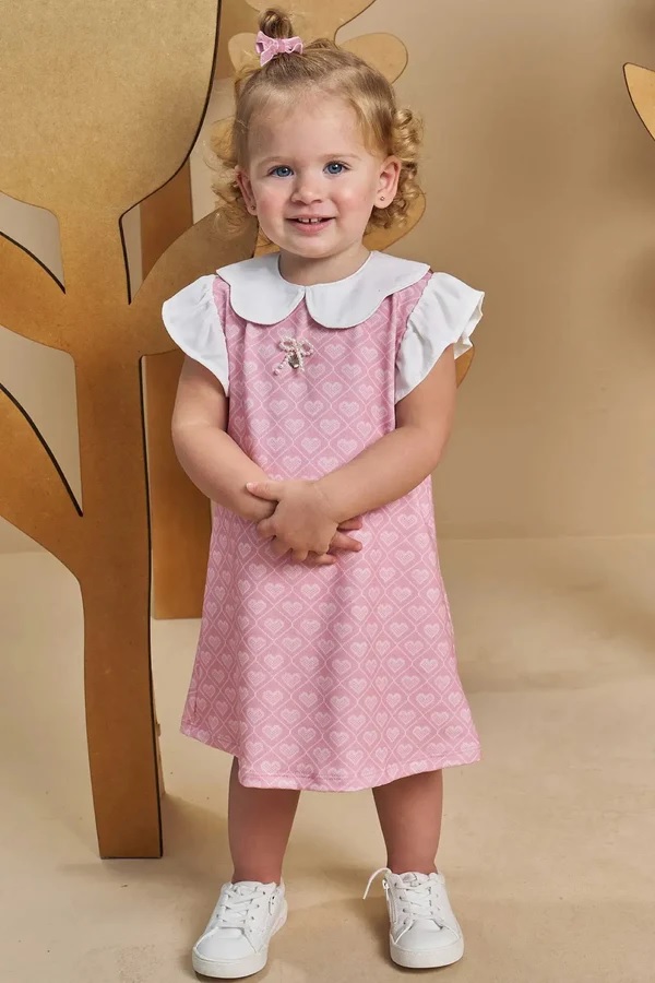 VESTIDO INFANTIL EM MOLECOTTON E VISCOSE SARJADA - INFANTI