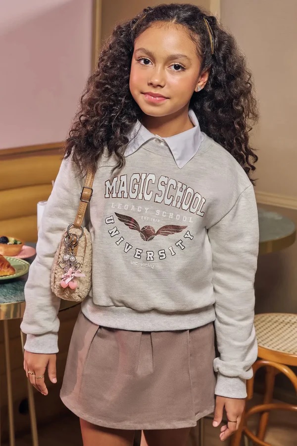 BLUSÃO TEEN BOXY OVER EM MOLETOM - VIC & VICKY