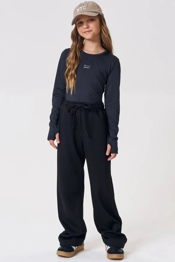 CALÇA WIDE LEG TEEN EM MALHA TECNO NEW - VIC & VICKY