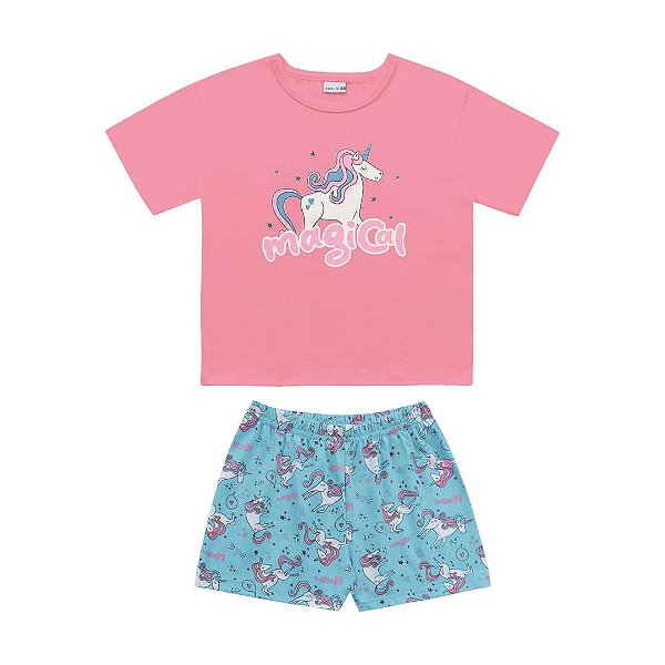 PIJAMA INFANTIL FEMININO BLUSA E SHORT - FAKINI