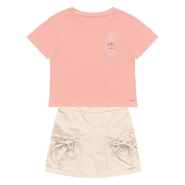 CONJUNTO INFANTIL FEMININO BLUSA E SHORT SAIA - FAKINI