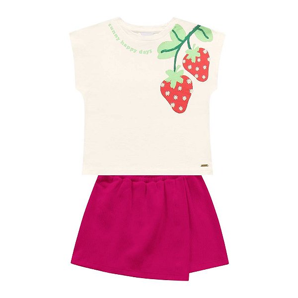CONJUNTO INFANTIL BLUSA E SHORT FEMININO - FAKINI